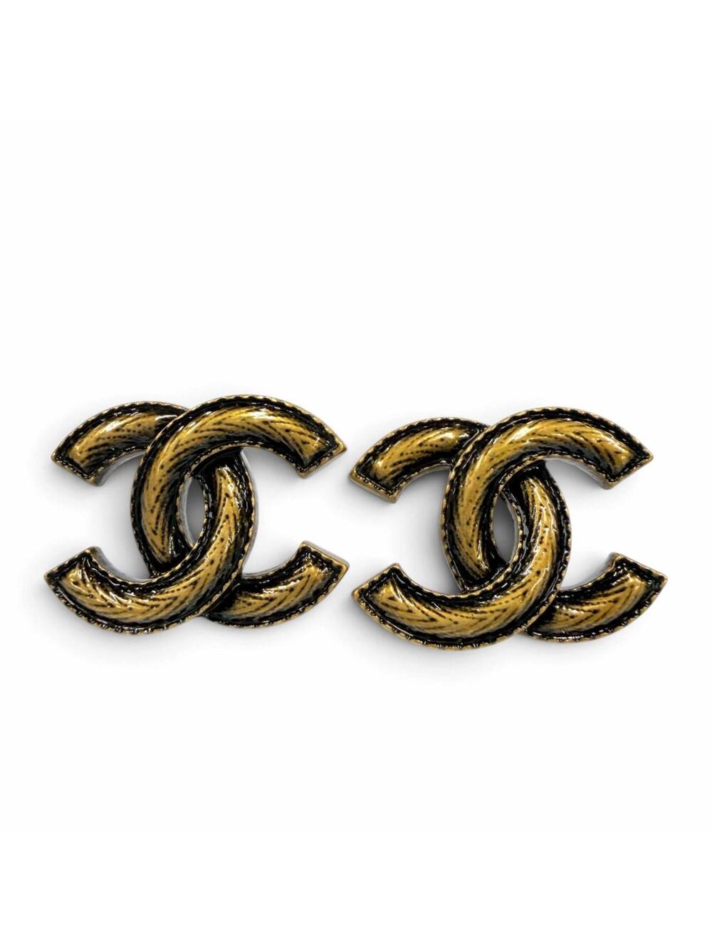 Chanel Cc Logo Earrings Gold-Tone Metal #371421C96B